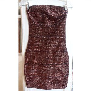 "Foreign Exchange" sequin strapless dress